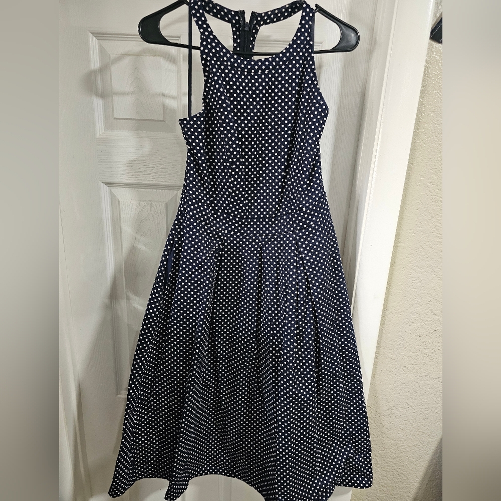 The Limited size 2 polka dot navy blue dress